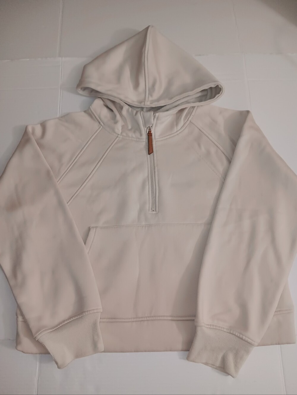 LASLULU QUARTER- ZIP FLEECE INTERIOR THUMB- HOLE HOODED SWEATSHIRT